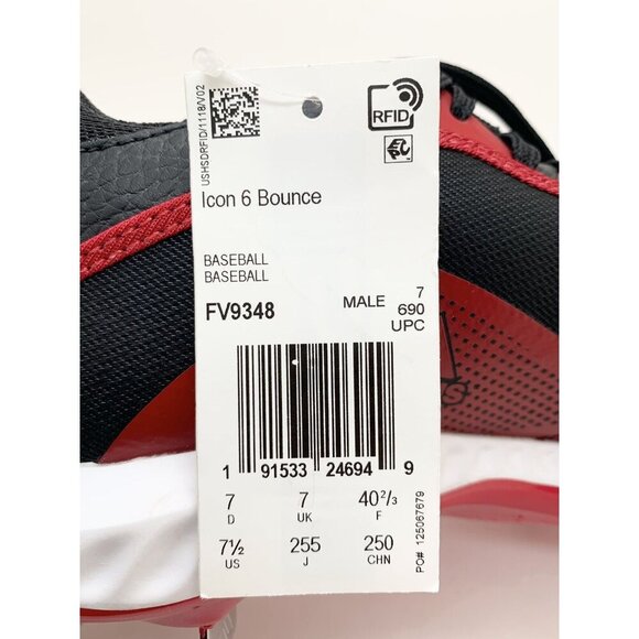Adidas Icon 6 Bounce Baseball Metal Cleats Red Black White FV9348 Men’s Size 7.5 - Picture 11 of 11